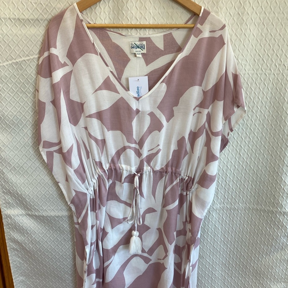 Elegant Mauve/Purple and White Swim Coverup. NEW! Light and Airy. Beach/Pool.